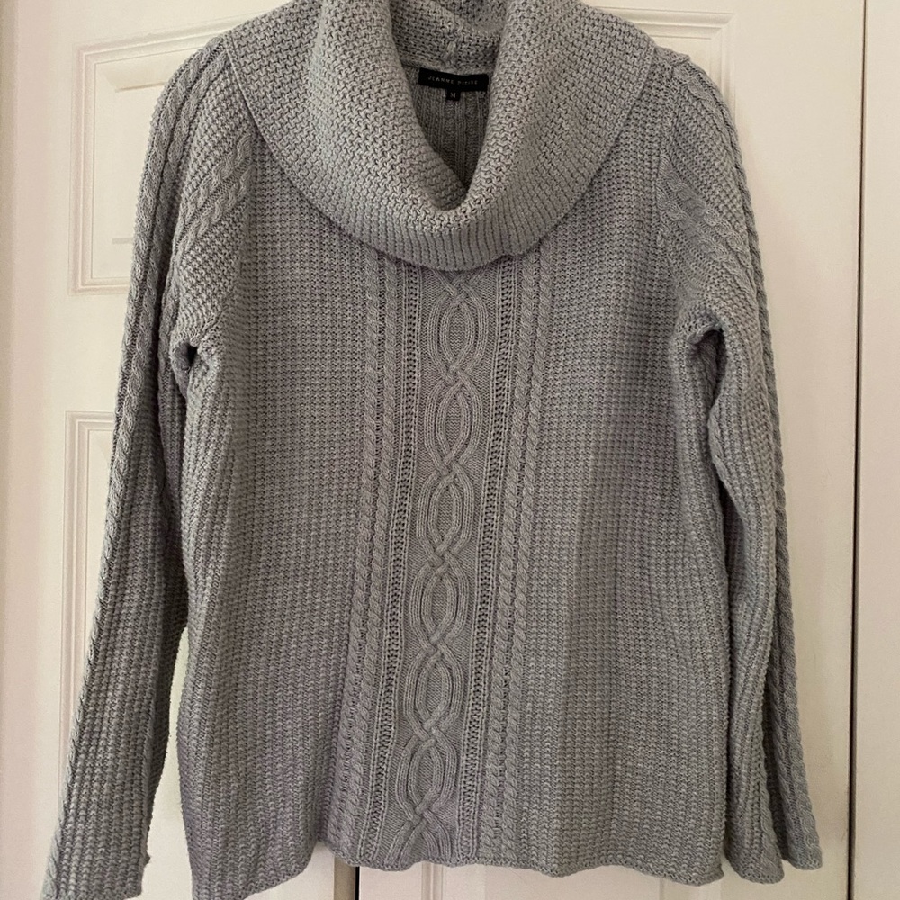 Gray Sweater Cowl Neck by Jeanne Pierre size M